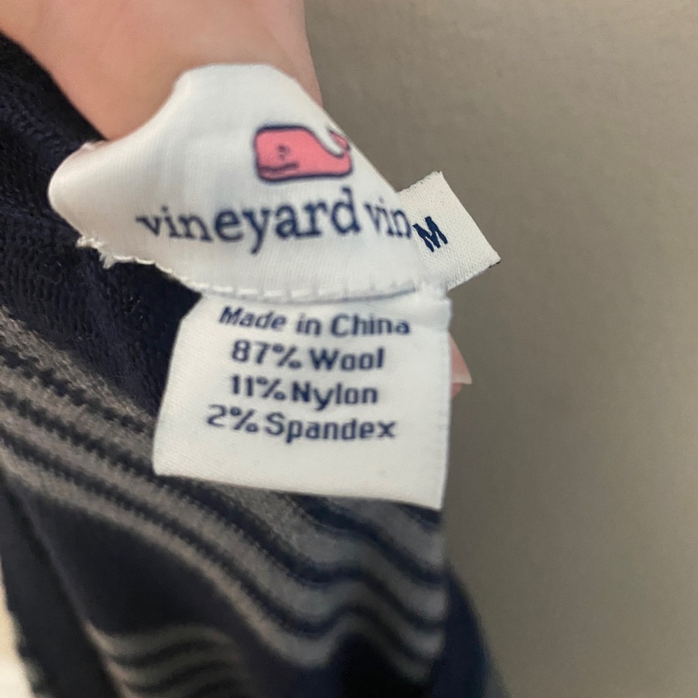 Vineyard Vines Wool Sweater Dress Medium Navy Blue Midi Fall Nautical Preppy - Picture 3 of 7